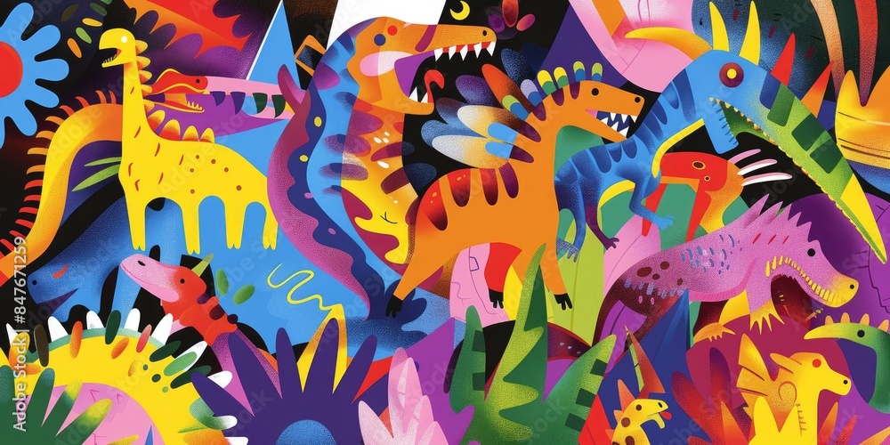 Playful Dinosaurs in a Fantasy World Playful Dinosaurs in a Fantasy World