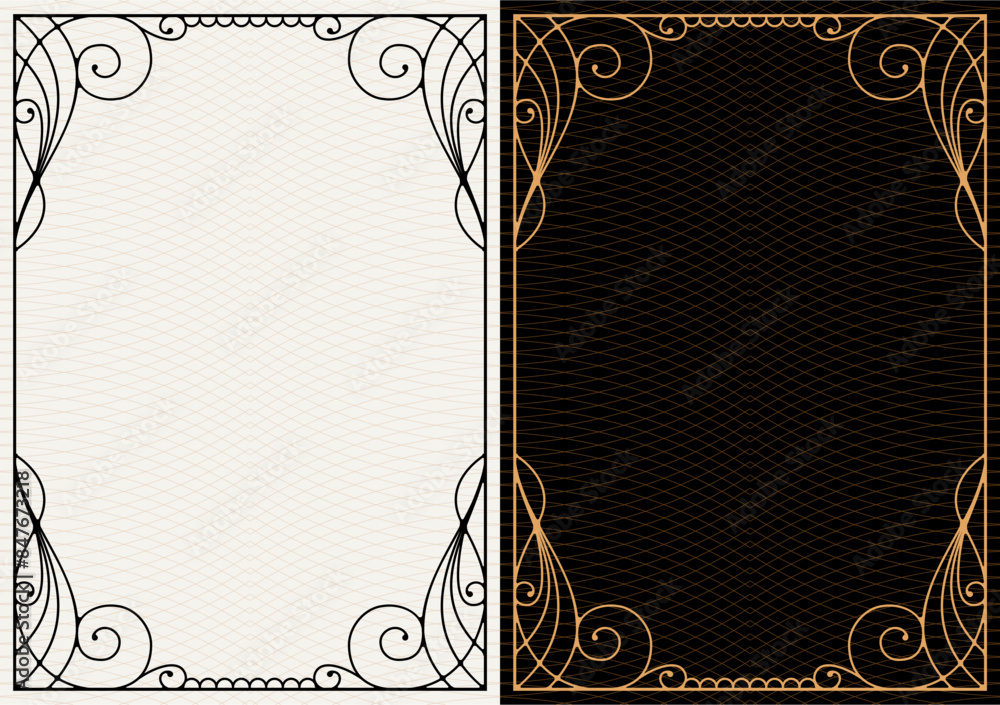 Set Template of Decorative vintage frames,borders rectangular shape. Baroque, Art Nouveau, Modern , Victorian style.