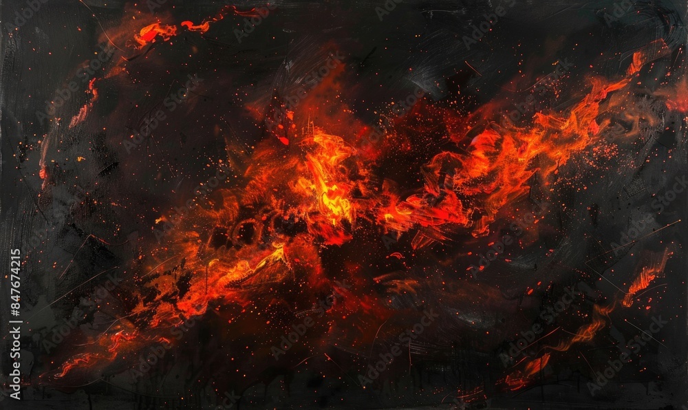 Detailed capture of an explosion in motion against a black background Detailed capture of an explosion in motion against a black background