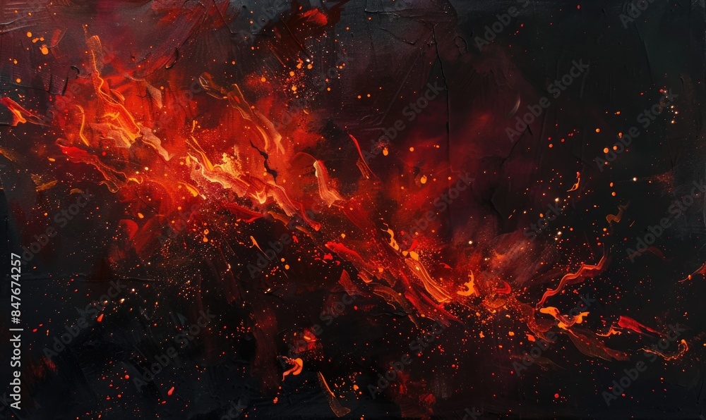 Detailed capture of an explosion in motion against a black background Detailed capture of an explosion in motion against a black background