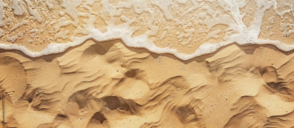 Top-down view of a sandy beach for a textured background Top-down view of a sandy beach for a textured background