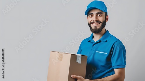 Smiling Delivery Man Holding a Package