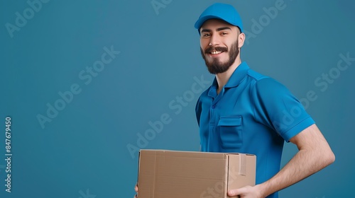 Smiling Delivery Man Holding a Package