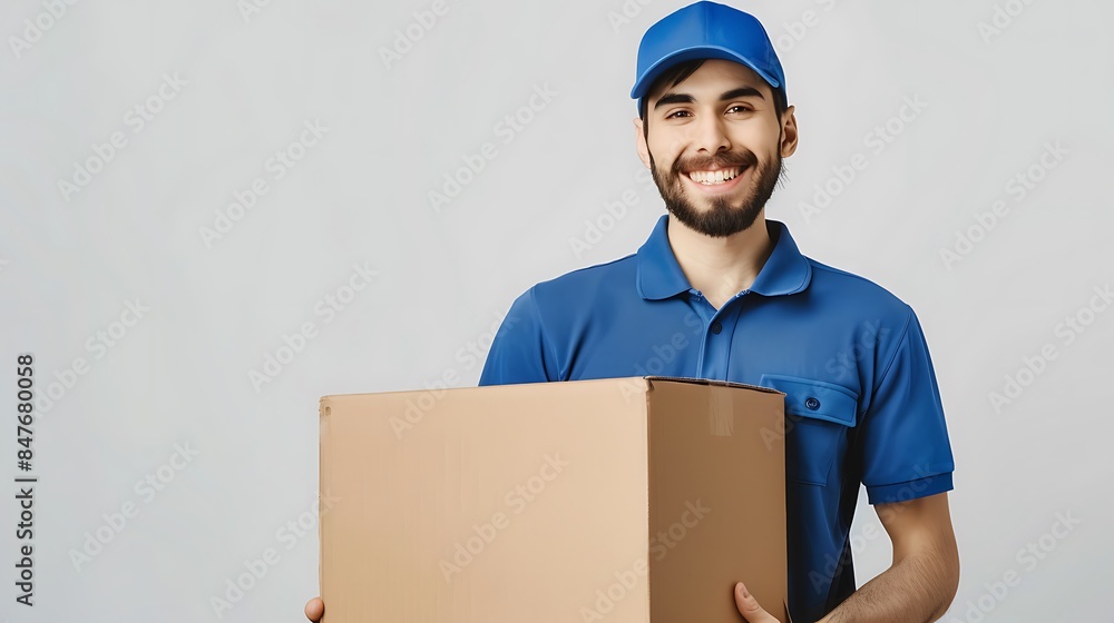 Smiling Delivery Man Holding a Package Smiling Delivery Man Holding a Package
