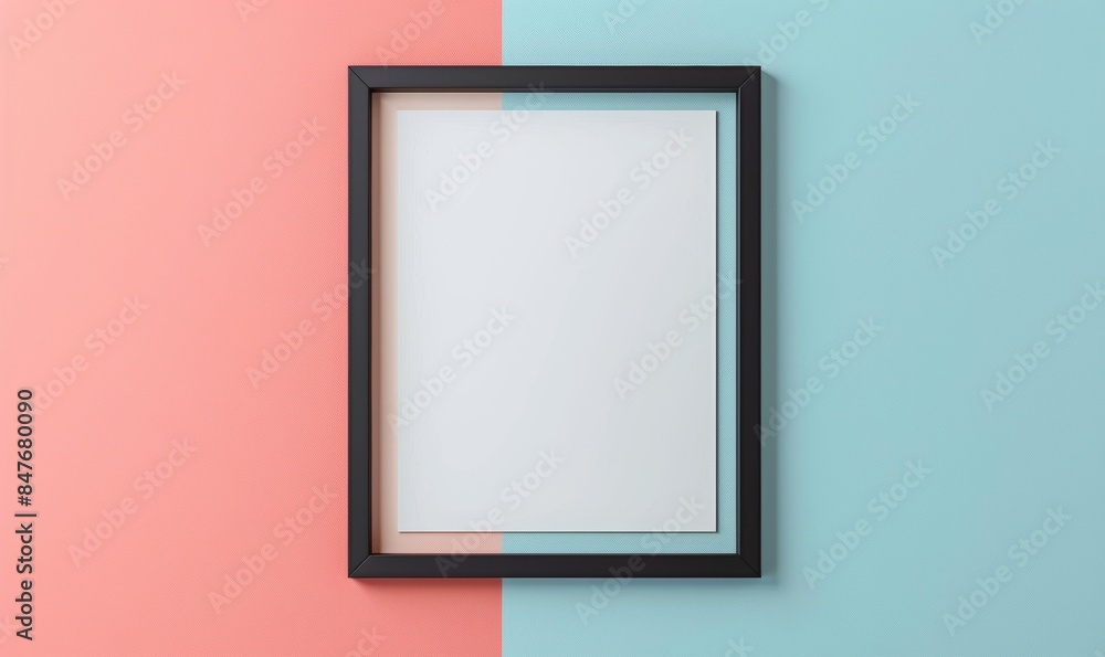 Black photo frame on white background, mockup template for presentation and design of artwork. Black photo frame on white background, mockup template for presentation and design of artwork.