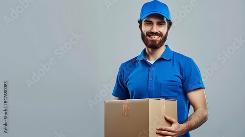 Smiling Delivery Man Holding a Package