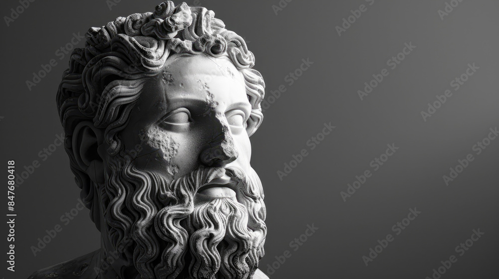 Portrait of a gentle and flawless stoic marble statue. Perfect for background and quotes. With copy space. Portrait of a gentle and flawless stoic marble statue. Perfect for background and quotes. With copy space.