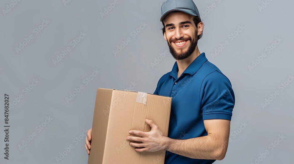 Smiling Delivery Man Holding a Package Smiling Delivery Man Holding a Package