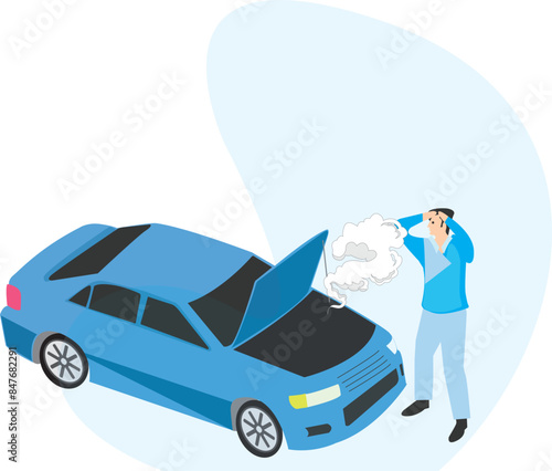 Car breakdown Concept | Car Breakdown Vector | Car Issue | Breakdowns
