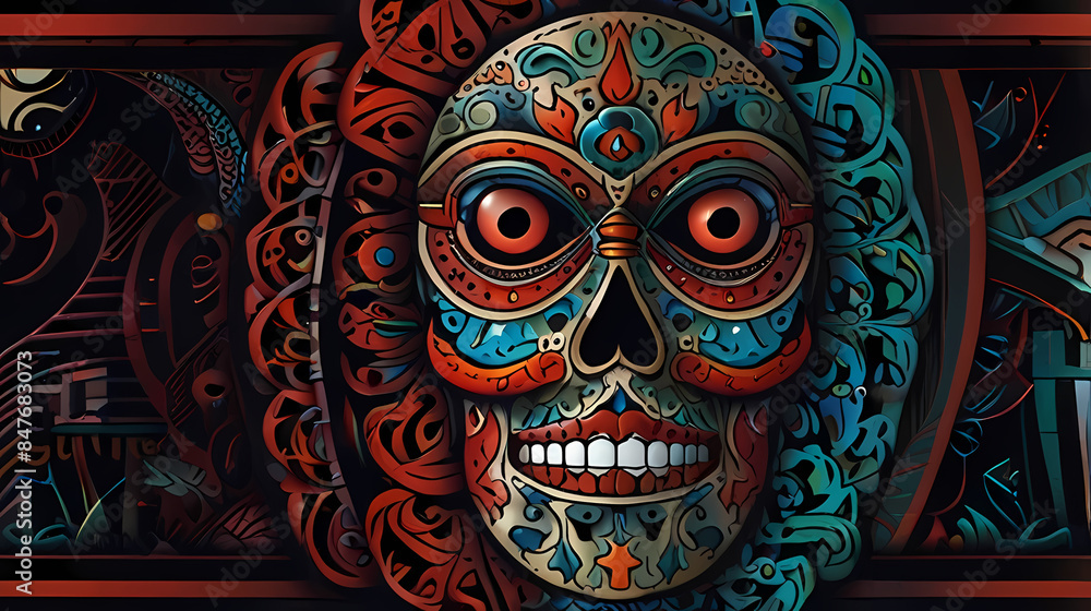 Naklejka premium Background Illustration that blends traditional tattoo theme