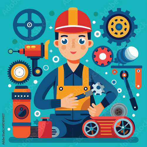 Workers and engineers holding wrenches and tools representing different professions