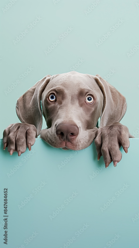 Close-up of an adorable puppy with striking blue eyes peeking over a ledge, capturing a heartwarming and curious expression.
Close-up of an adorable puppy with striking blue eyes peeking over a ledge, capturing a heartwarming and curious expression.