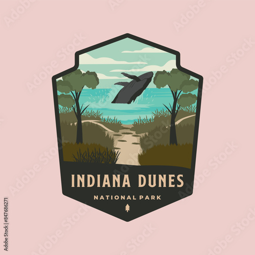 indiana dunes national park logo vector patch illustration design