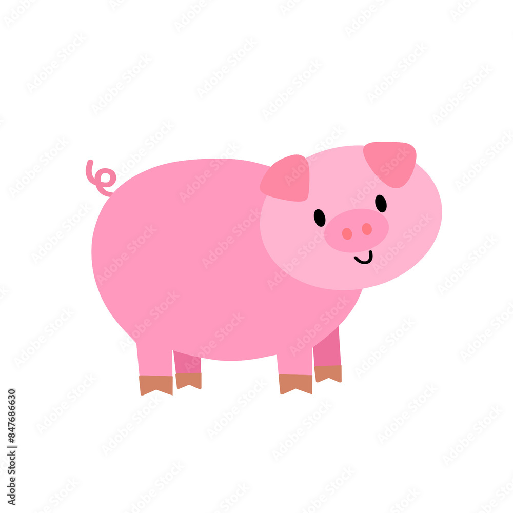Cute Smiling Pig Illustration. Animal Clipart. Cute Smiling Pig Illustration. Animal Clipart.