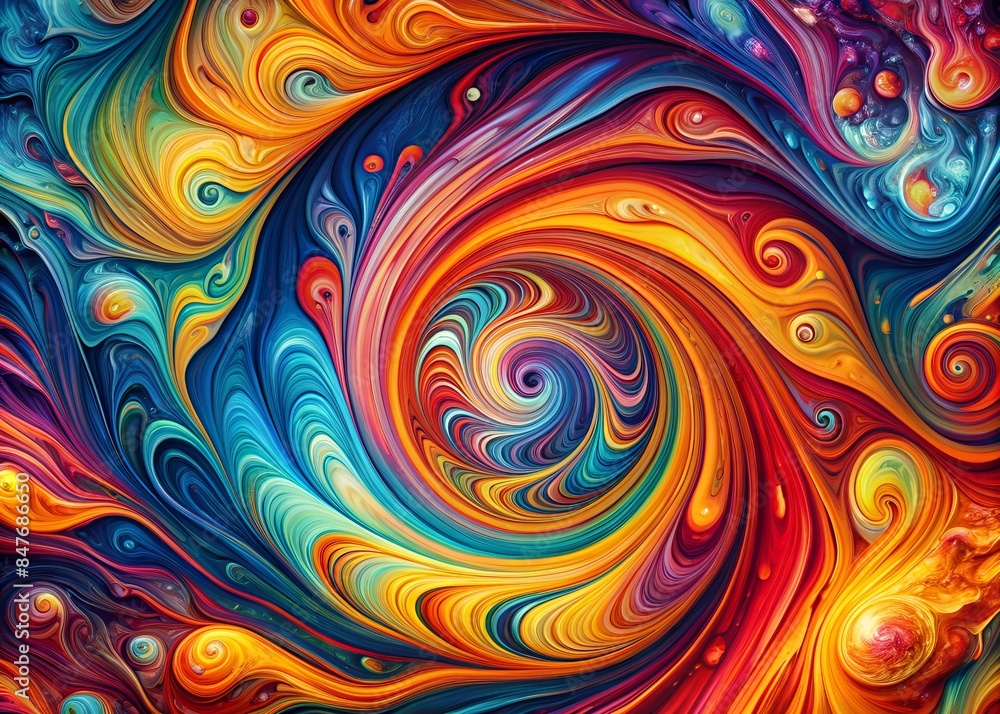 Vivid And Colorful Abstract Painting With A Swirling Pattern. Vivid And Colorful Abstract Painting With A Swirling Pattern.
