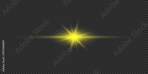 Yellow horizontal light effect of lens flares