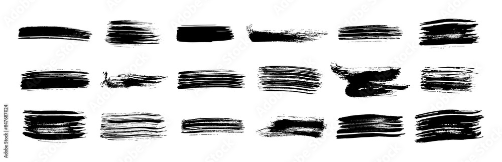 Set of black hand drawn brush strokes Set of black hand drawn brush strokes