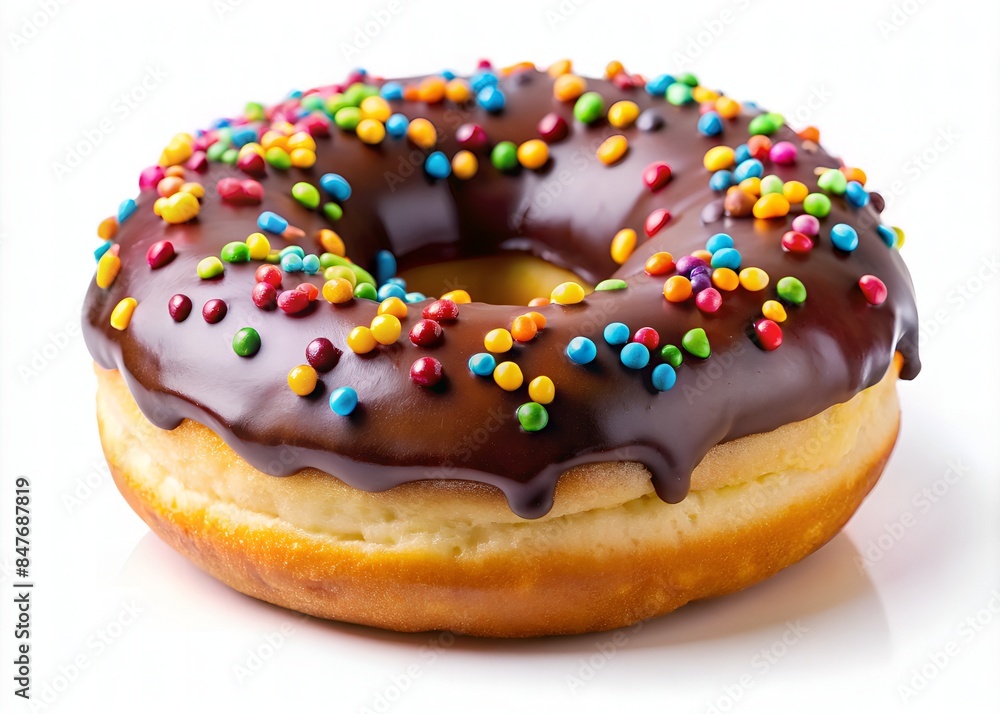 A Delicious Chocolate Donut Topped With Colorful Sprinkles. Perfect For A Sweet Treat Or A Party. A Delicious Chocolate Donut Topped With Colorful Sprinkles. Perfect For A Sweet Treat Or A Party.