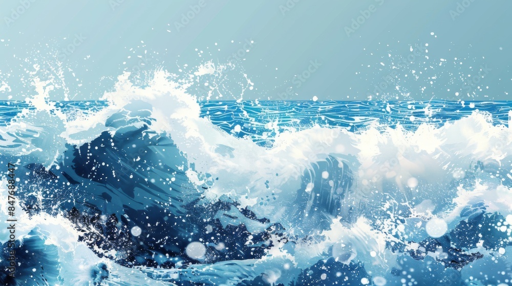 Sea ocean wave background illustration generated by ai Sea ocean wave background illustration generated by ai