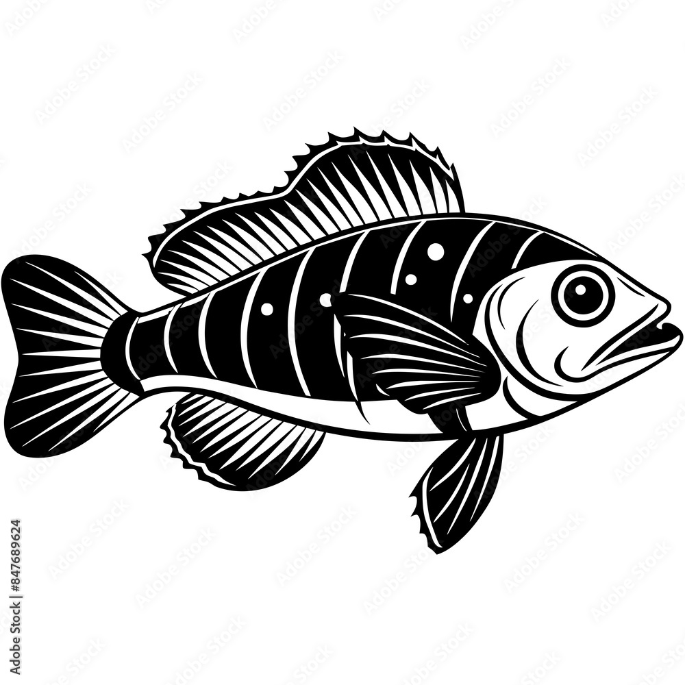 Fototapeta premium Wrasse fish silhouette vector art illustration.