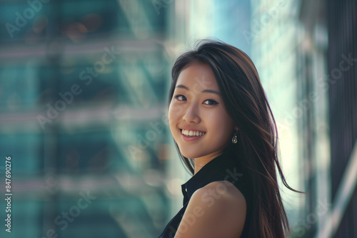 Smiling Asian Office Lady in Office Building Background Free Download Smiling Asian Office Lady in Office Building Background - GFXLoad