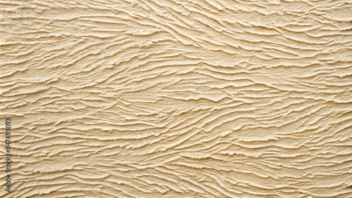 The image shows a textured surface with a light beige or off-white color. The surface appears to have been coated with a thick layer of plaster or stucco , giving it an uneven, rough texture.