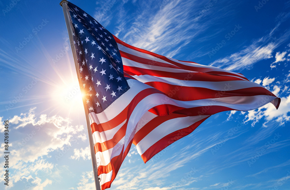 Obraz premium american flag waving
