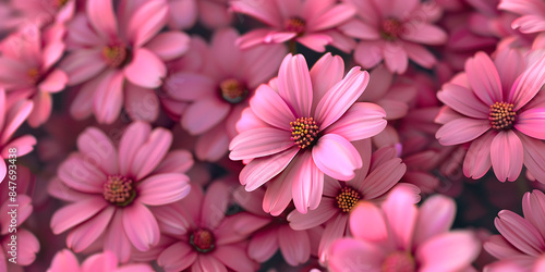 Blossoming Beauty: Pink Flowers Background, Pretty in Pink: Floral Pink Background - Ai Generated