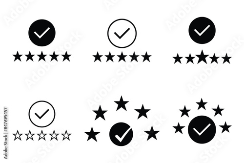 Best rating set icon on white background
