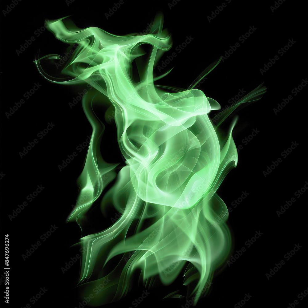 Fototapeta premium Green flame fire overlay