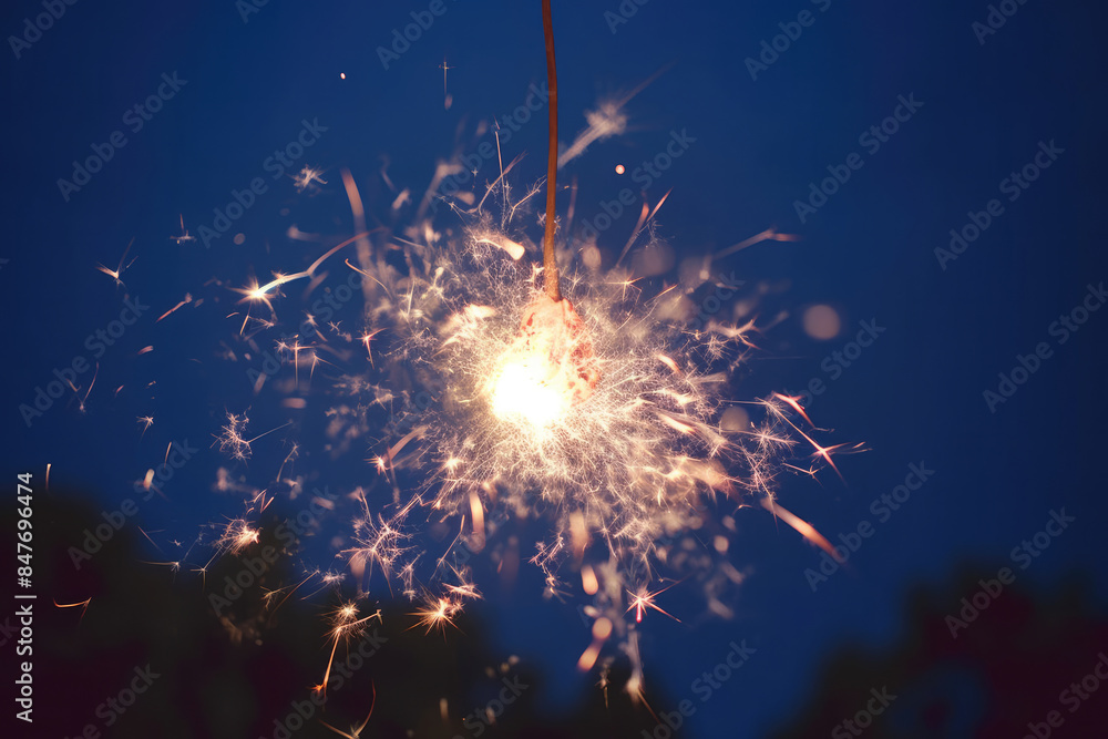 Fototapeta premium 火, 炎, 花火, 線香花火, 夏, 祝い, 祭り, 光, fire, flame, fireworks, sparkler, summer, celebration, festival, light