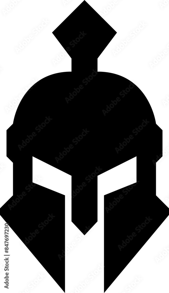 Spartan helmet icon in Fill style use for safety Greek gladiator design element emblem create for logo, symbol. Vector for apps and website isolated on transparent background. Trojan sign silhouette.