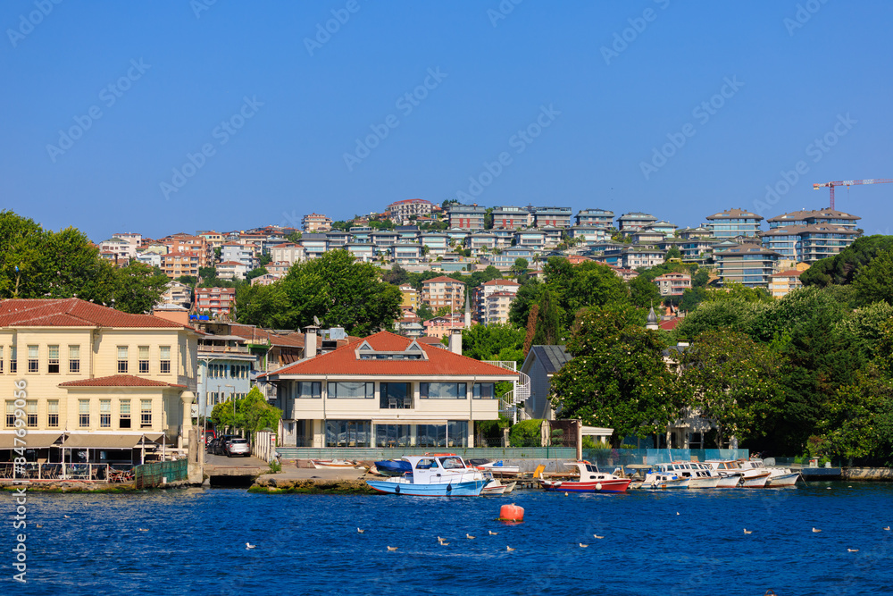 Citycape, View of the Bosphorus in Istanbul city on sunny summer day, in a public place. Citycape, View of the Bosphorus in Istanbul city on sunny summer day, in a public place.