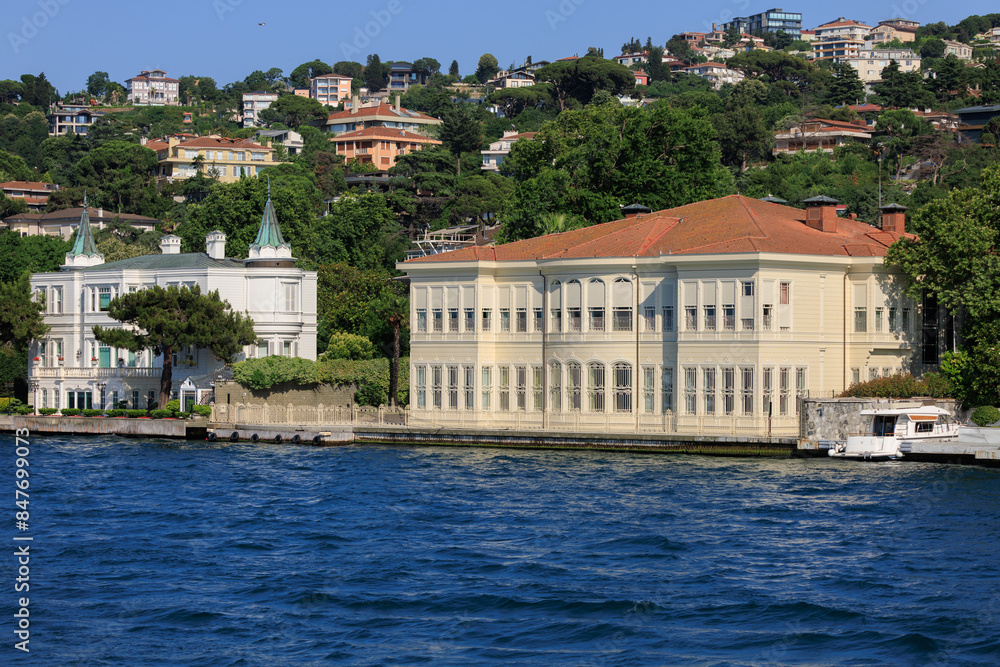 Citycape, View of the Bosphorus in Istanbul city on sunny summer day, in a public place. Citycape, View of the Bosphorus in Istanbul city on sunny summer day, in a public place.