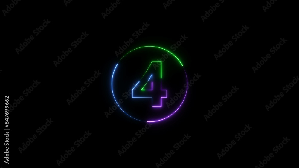 four number display neon style colorful number illustration. Black background colorful circle 4k illustration.
four number display neon style colorful number illustration. Black background colorful circle 4k illustration.