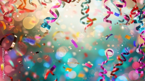 Joyful celebration with colorful confetti and streamers, creating a festive and lively atmosphere.
