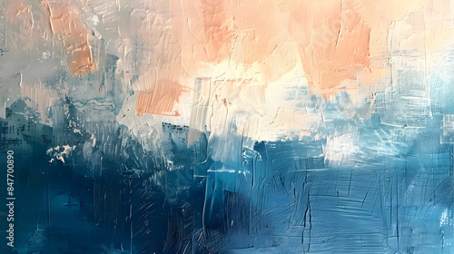 wave abstract Oil color painting. Generative AI.