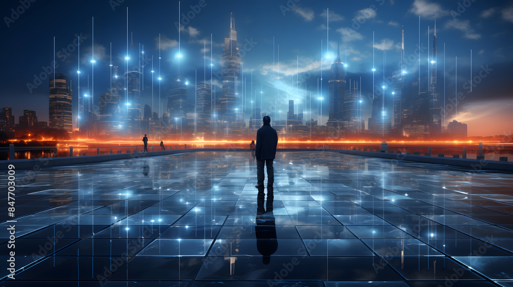 3d illustration visualized Quantum Grid: Develop a background where quantum computing has reshaped urban planning. 3d illustration visualized Quantum Grid: Develop a background where quantum computing has reshaped urban planning.