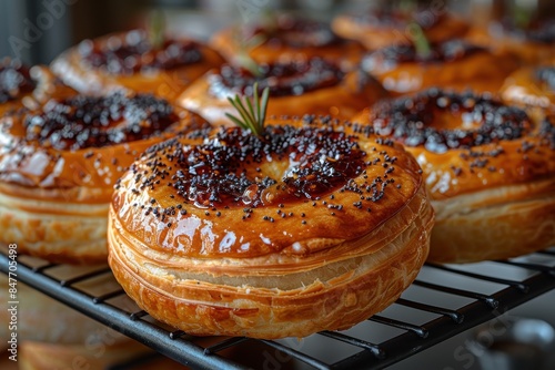 Czech Republic: Kolache Sweet pastry filled with fruit jam or poppy seeds, often shaped into a circle or rectangle. photo