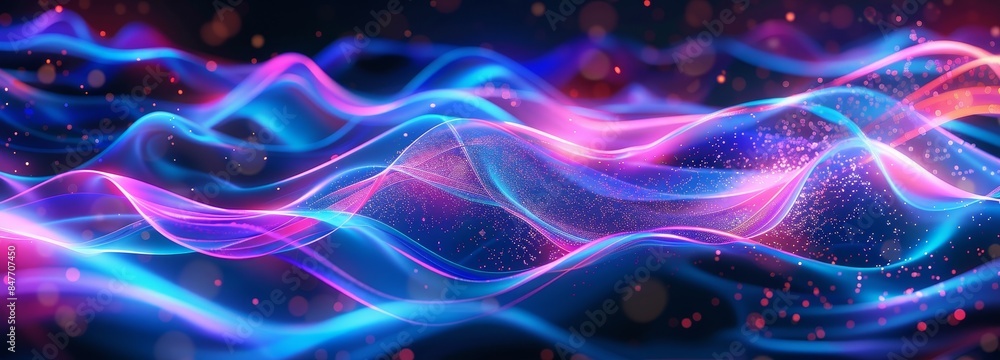 The background is a purple glowing wave with high speed motion effect lights The background is a purple glowing wave with high speed motion effect lights