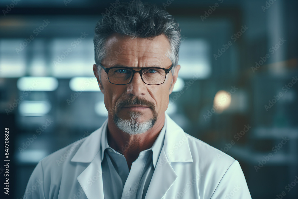 Doctor scientist working in modern hi-tech laboratory with innovation research, Generative AI illustration Doctor scientist working in modern hi-tech laboratory with innovation research, Generative AI illustration