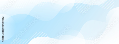 Banner background, blue and white gradations, wavy effect style, memphis, simple design. Eps10