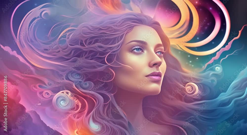 A woman's face fused with fantasy art symbolizes the depth of human emotion and the mystery of the soul A woman's face fused with fantasy art symbolizes the depth of human emotion and the mystery of the soul