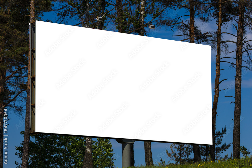 Background for design, Large white billboards for outdoor advertising along the roads Background for design, Large white billboards for outdoor advertising along the roads