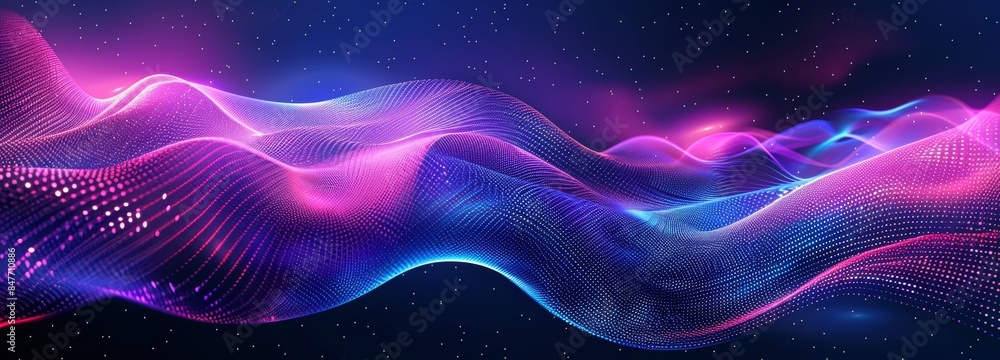 An effect of high speed motion lights and purple glowing waves An effect of high speed motion lights and purple glowing waves