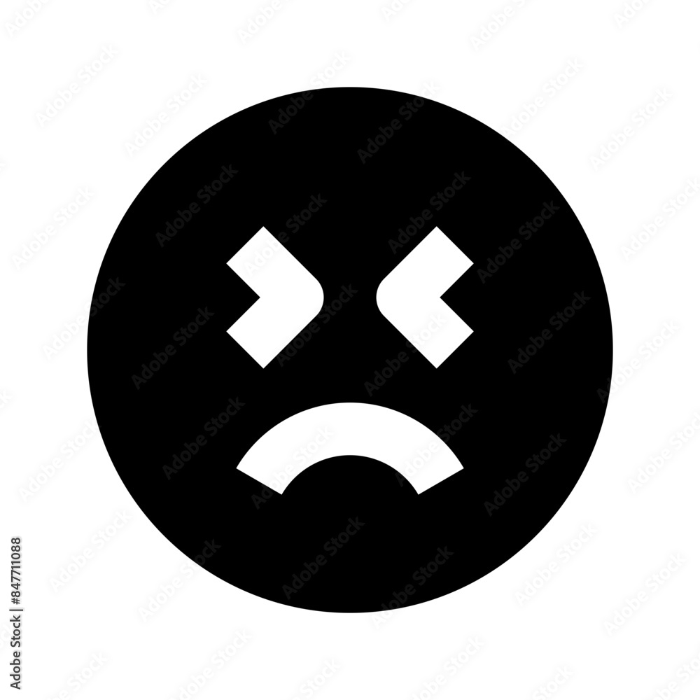 sad squint emoticon black glyph icon