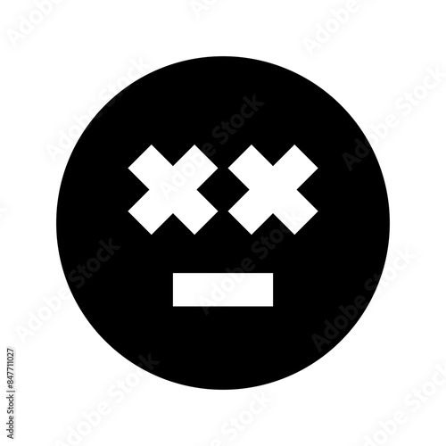 dizzy meh emoticon black glyph icon