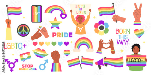 Lgbt elements collection pride month