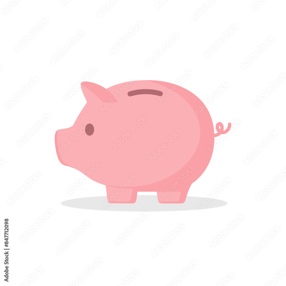 Piggy bank money saving storage vector illustration in pink color. Saving, investing and accumulation money. Pig in a flat style. Cute pig shaped money box Piggy bank money saving storage vector illustration in pink color. Saving, investing and accumulation money. Pig in a flat style. Cute pig shaped money box
