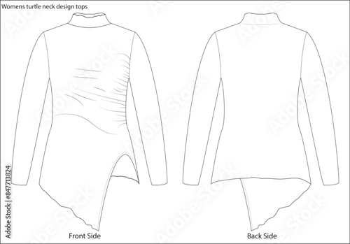 women's turtle neck tops with gather. and stylish bodies.